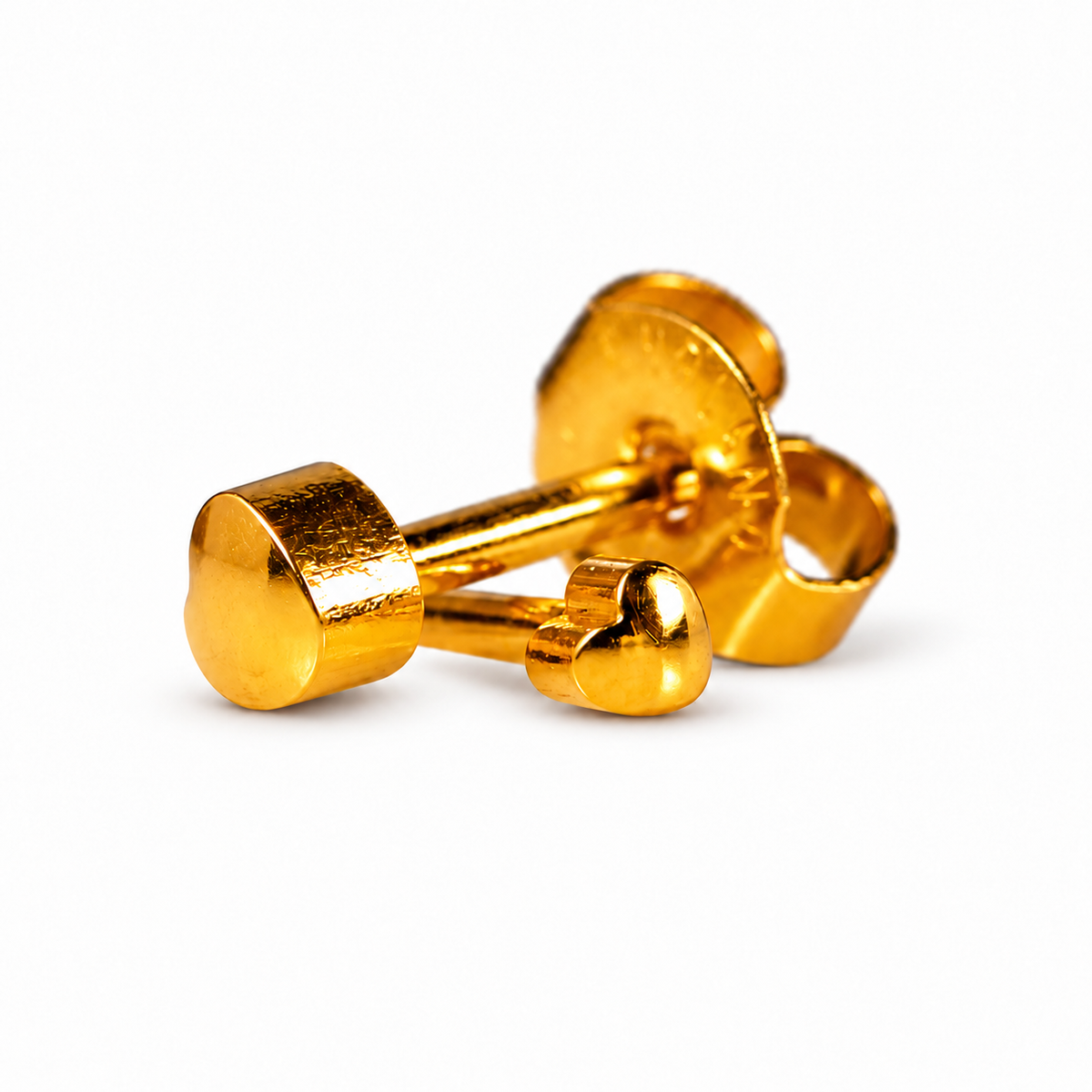 Caflon Mini Heart 3mm stud earrings, gold plated