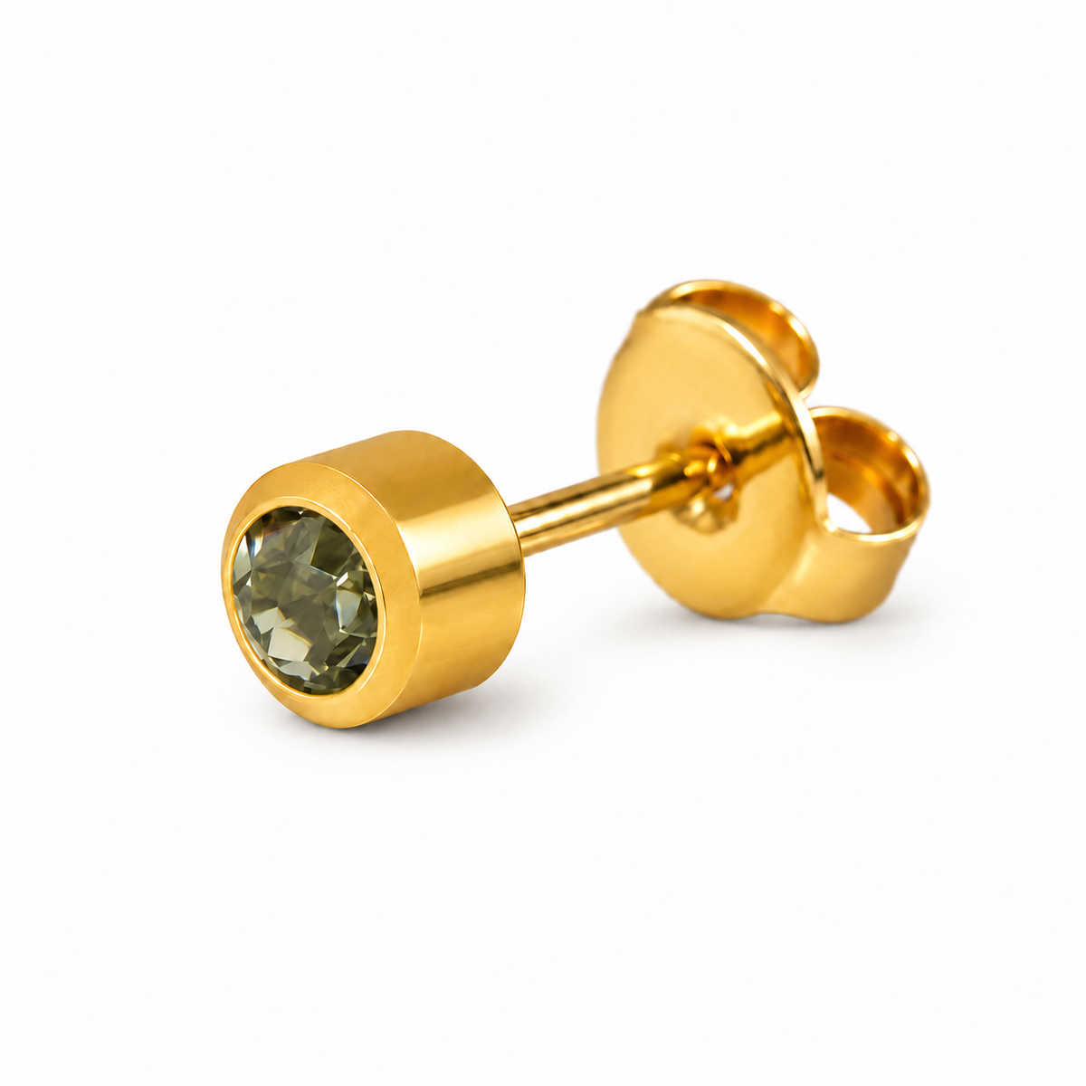 Caflon Black Diamond 4mm stud earrings, gold plated