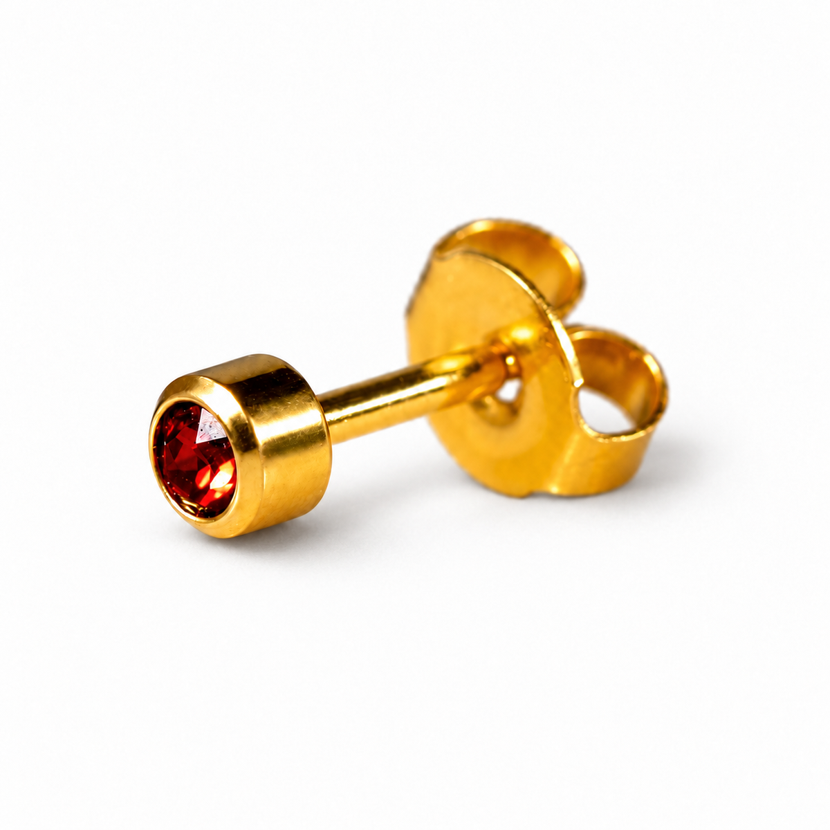 Caflon Amethyst 4mm stud earrings with purple stone, gold plated