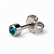 Caflon Blue Zircon 4mm stud earrings with blue stone, stainless steel