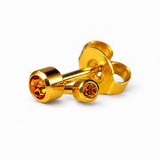 Caflon Mini Topaz 3mm stud earrings with orange stone, gold plated