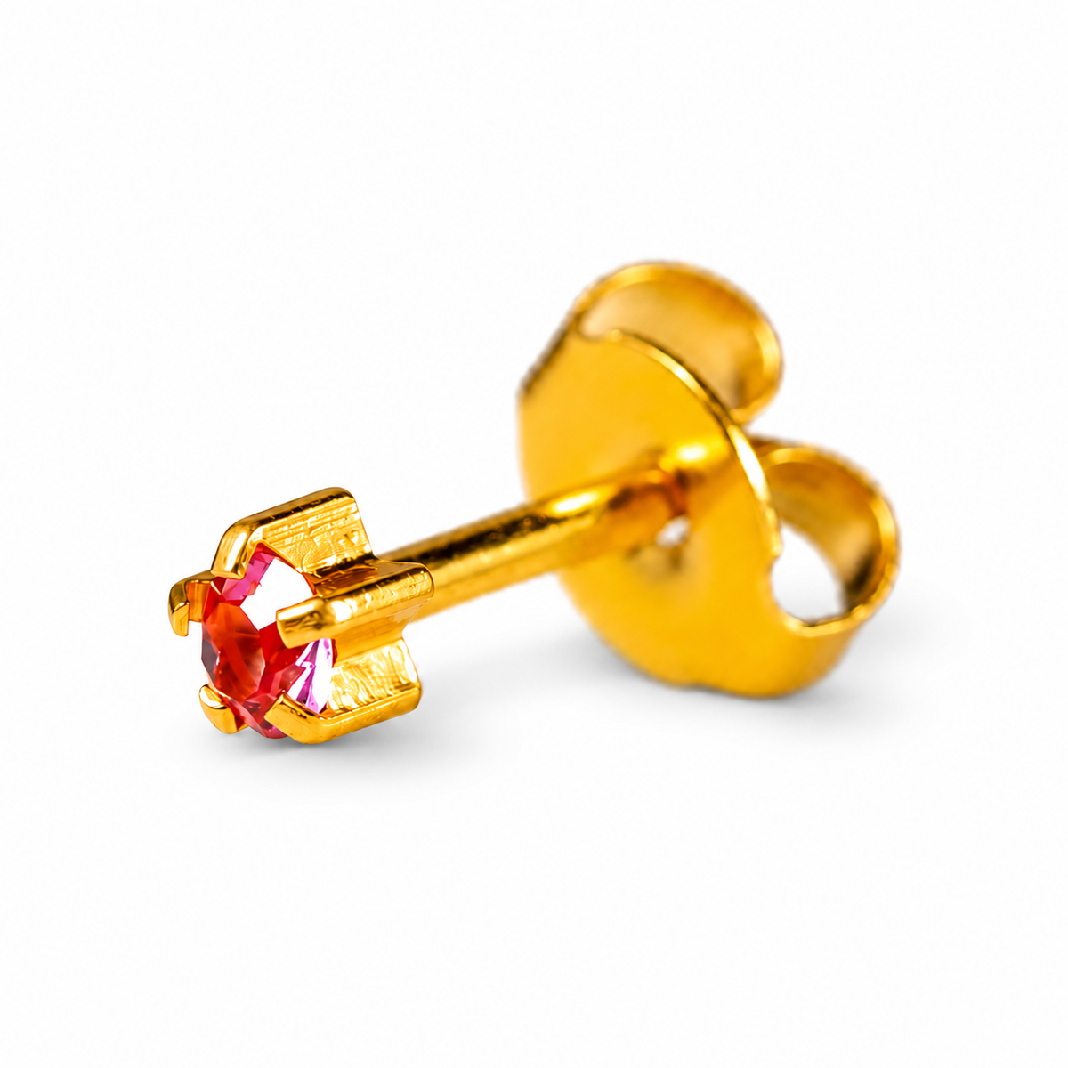 Caflon Rose Zircon Clawset 4mm stud earrings with pink stone, gold plated