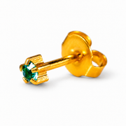 Caflon Blue Zircon Clawset 4mm stud earrings with blue stone, gold plated