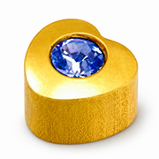 Caflon Heart Sapphire 4mm stud earrings with blue stone, gold plated